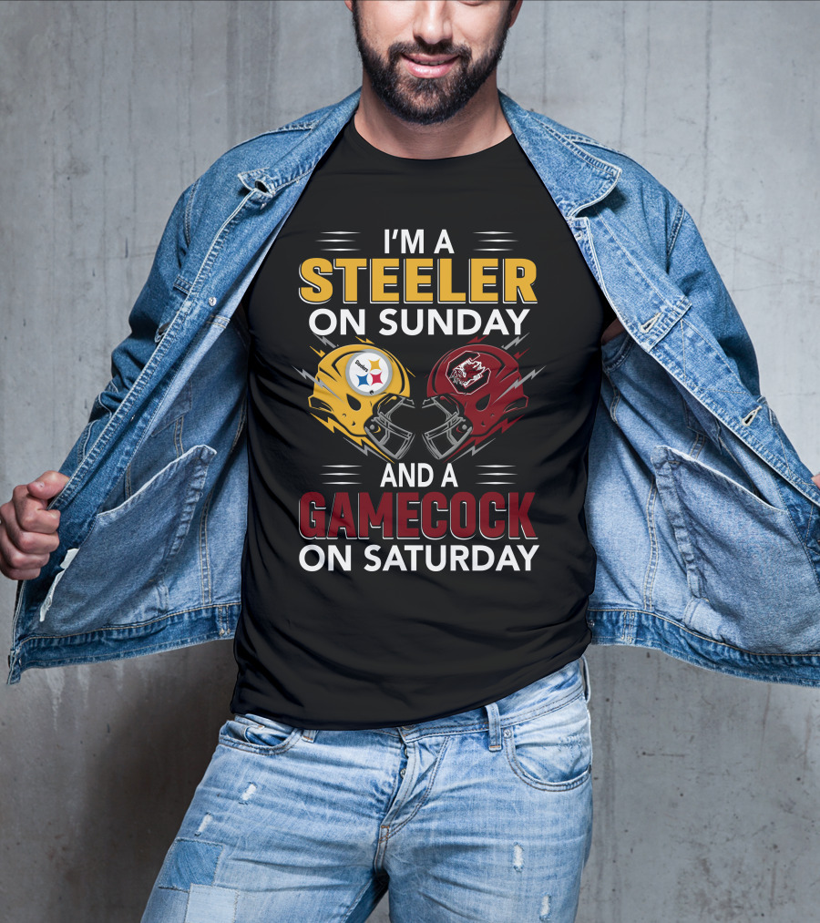 I'm A Steeler On Sunday And A Gamecock On Saturday Football Helmets T-Shirt