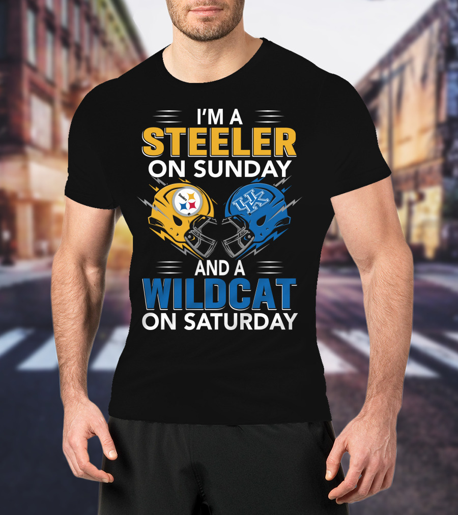 Steeler On Sunday Wildcat On Saturday Football Fan Pride Helmet T-Shirt