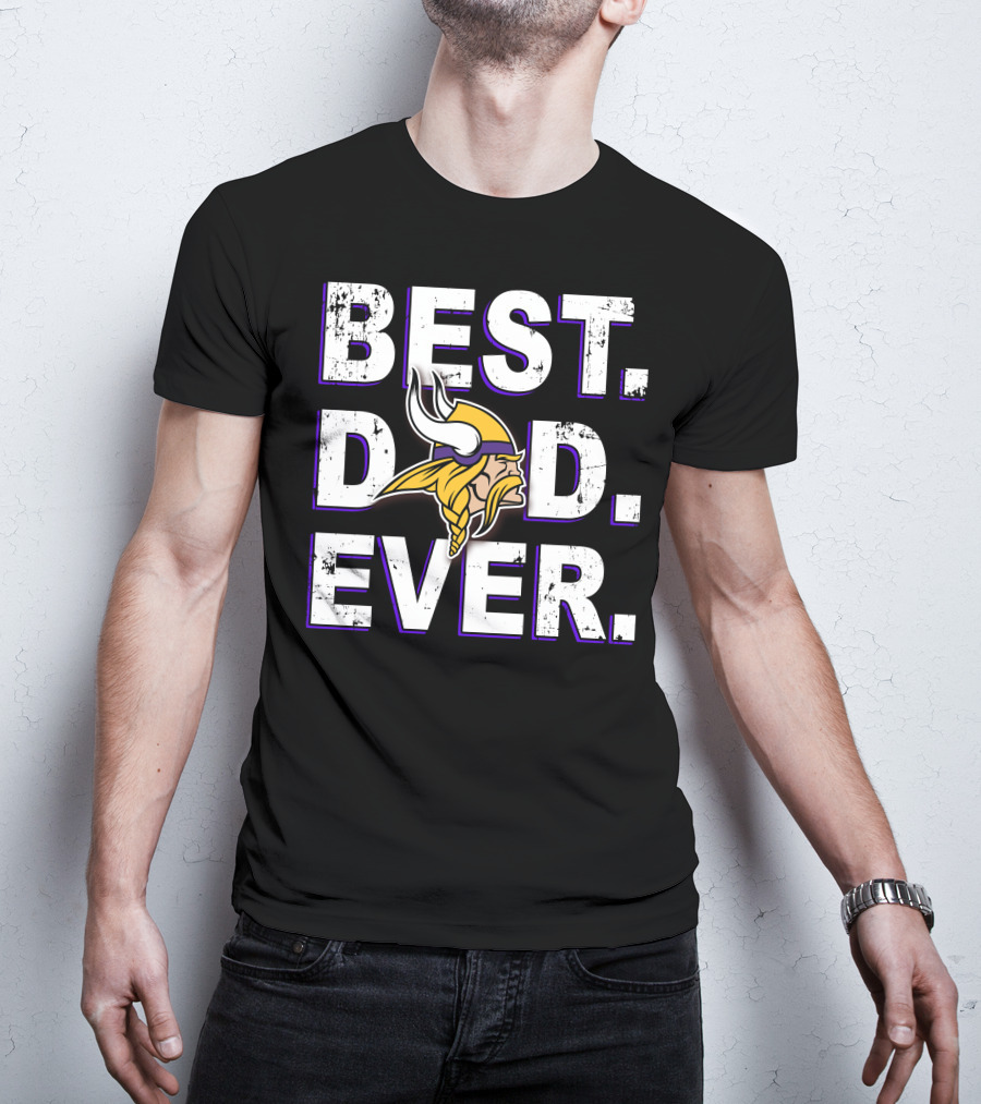 BEST DAD EVER Vikings Fan Horned Helmet T-Shirt