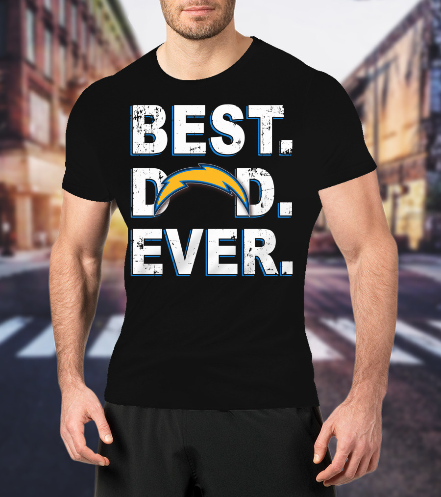 BEST DAD EVER Chargers Fan Lightning Bolt T-Shirt