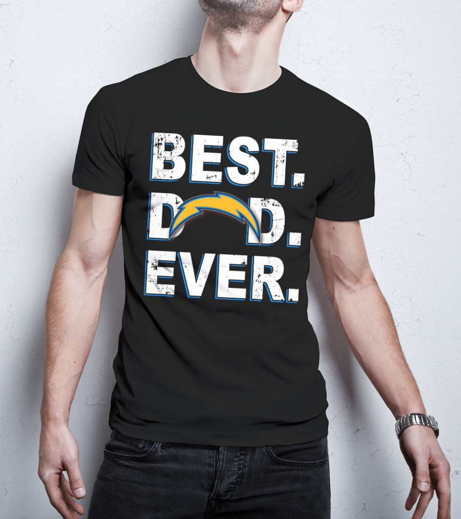 BEST DAD EVER Chargers Fan Lightning Bolt T-Shirt
