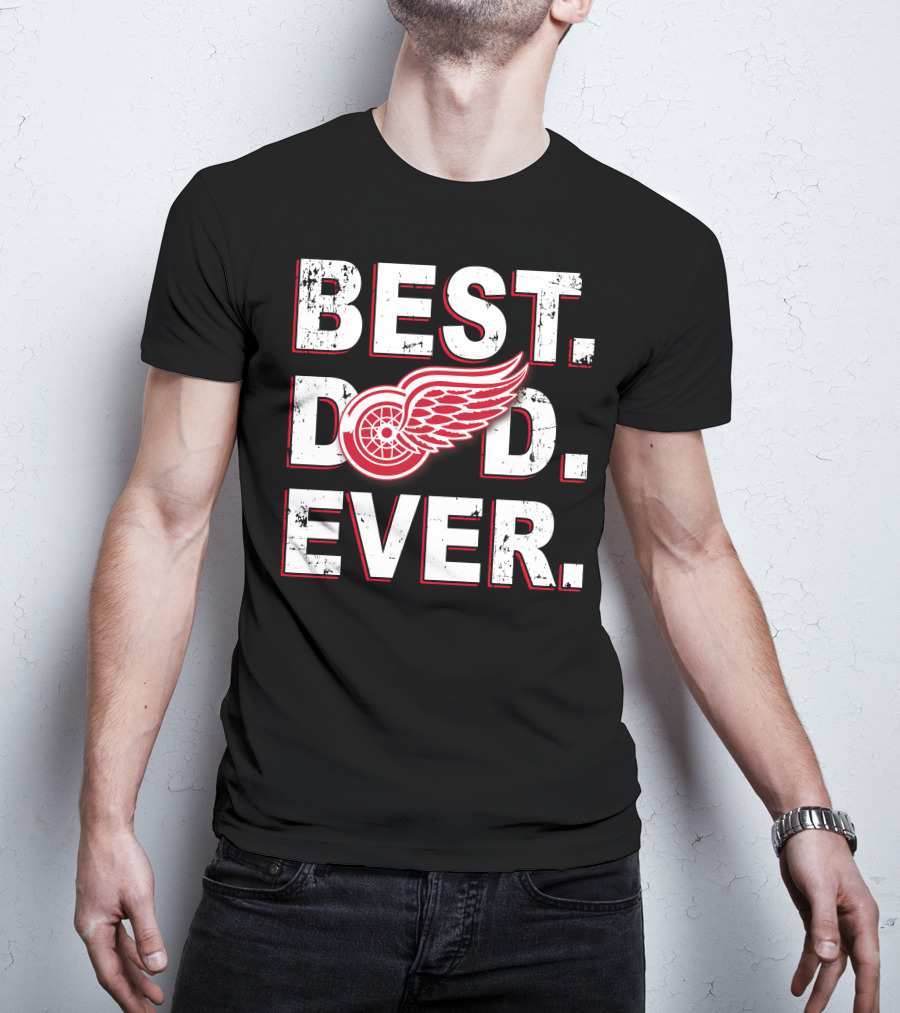 Best Dad Ever Detroit Hockey Wings T-Shirt