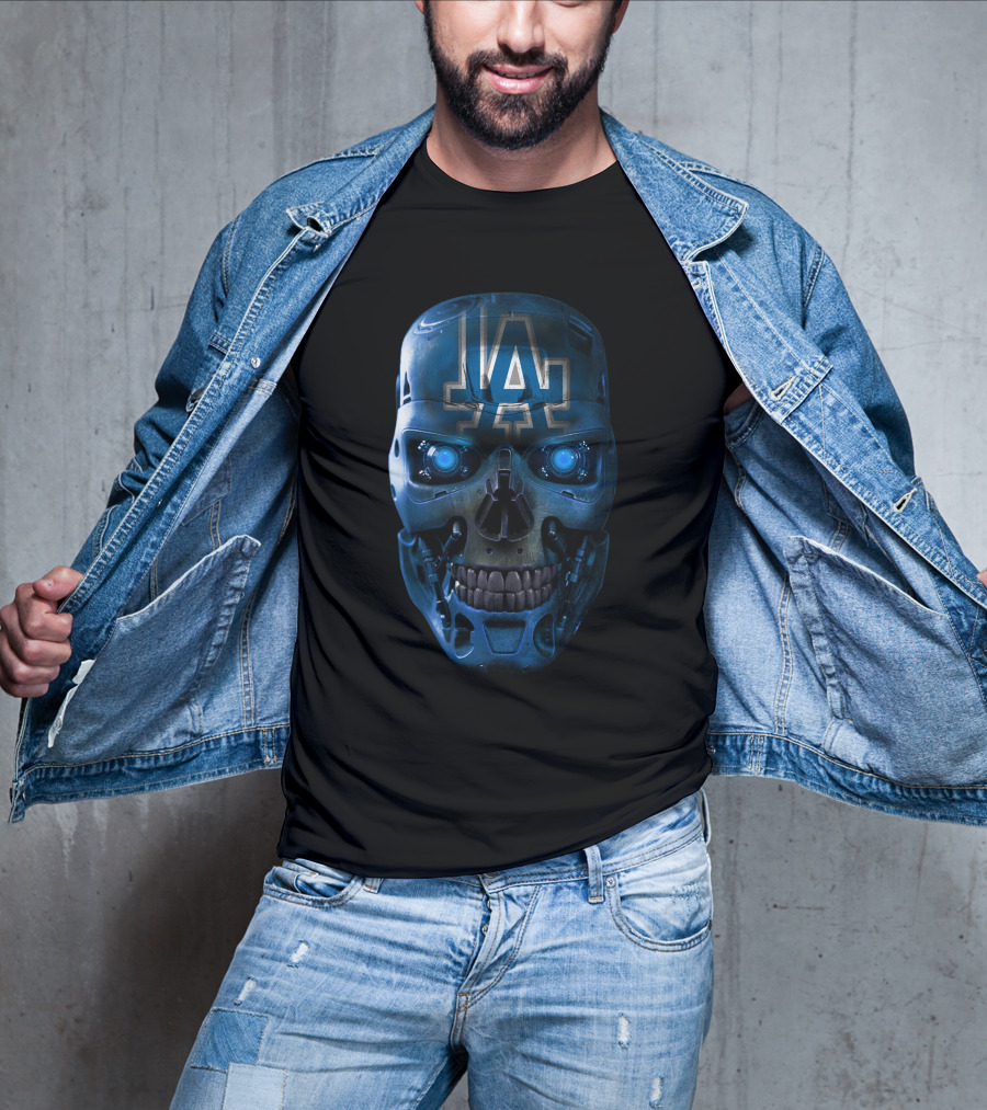 La Logo Robotic Skull Dodgers T-Shirt