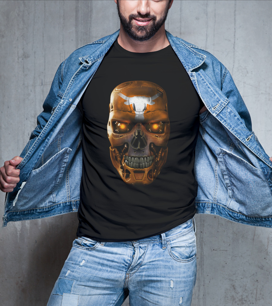 Skull With Glowing Eyes And Longhorn T-Shirt