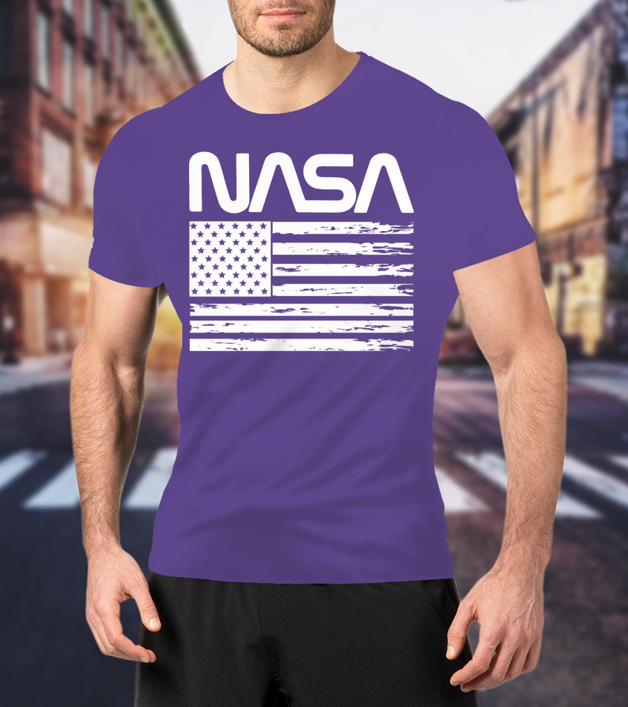 NASA Distressed American Flag Rocketry T-Shirt