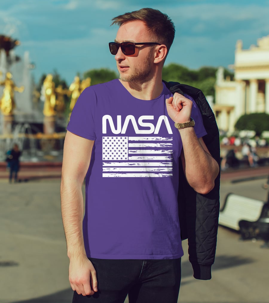 NASA Distressed American Flag Rocketry T-Shirt