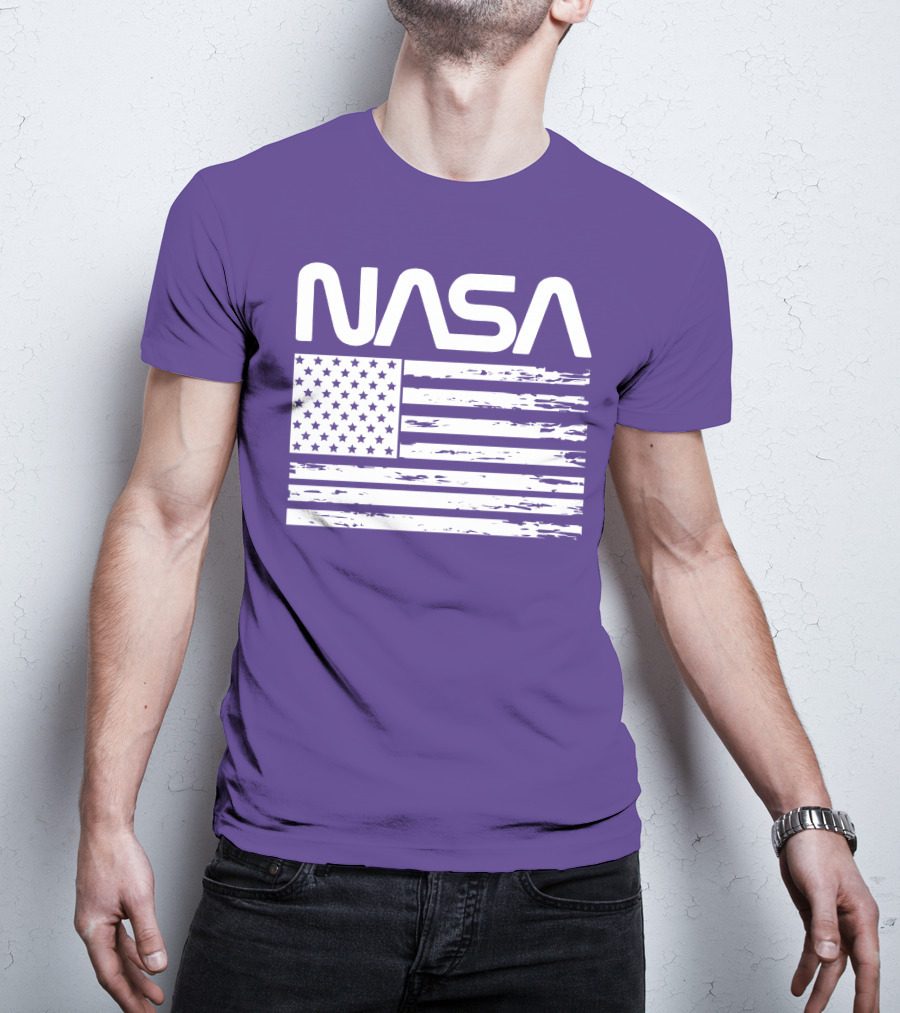 NASA Distressed American Flag Rocketry T-Shirt