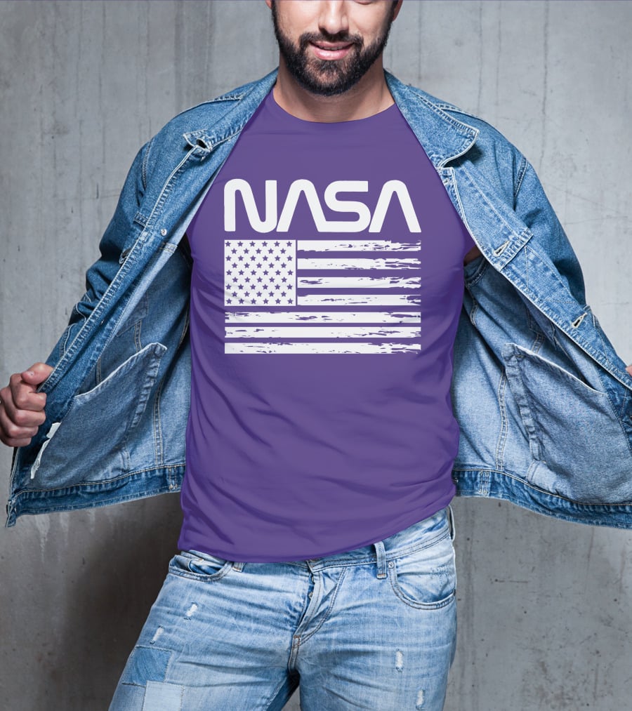 NASA Distressed American Flag Rocketry T-Shirt