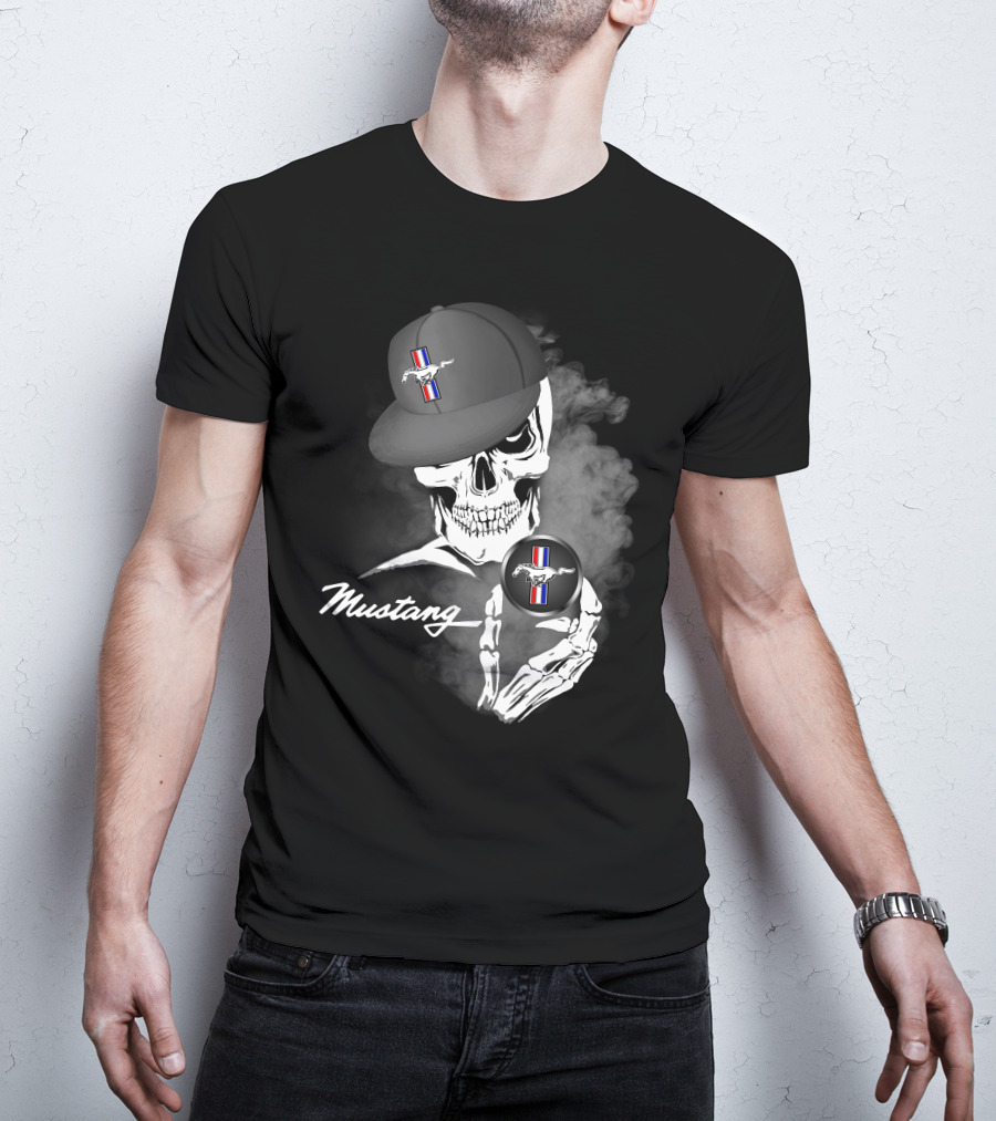 Mustang Skull With Hat And Car T-Shirt