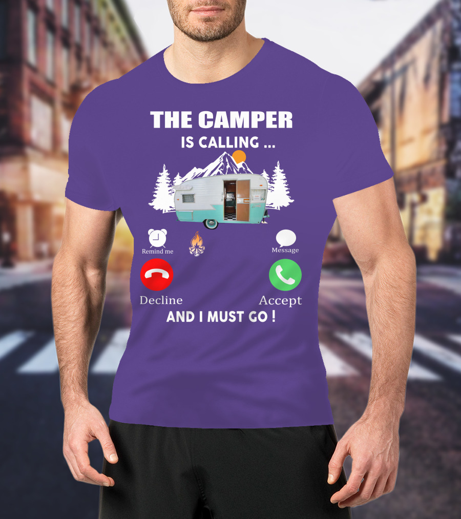 The Camper Is Calling And I Must Go Vintage Shasta Compact Trailers T-Shirt