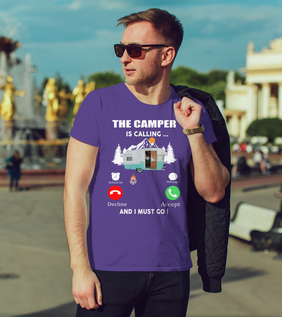 The Camper Is Calling And I Must Go Vintage Shasta Compact Trailers T-Shirt