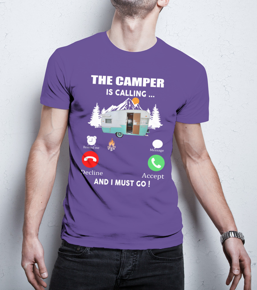The Camper Is Calling And I Must Go Vintage Shasta Compact Trailers T-Shirt