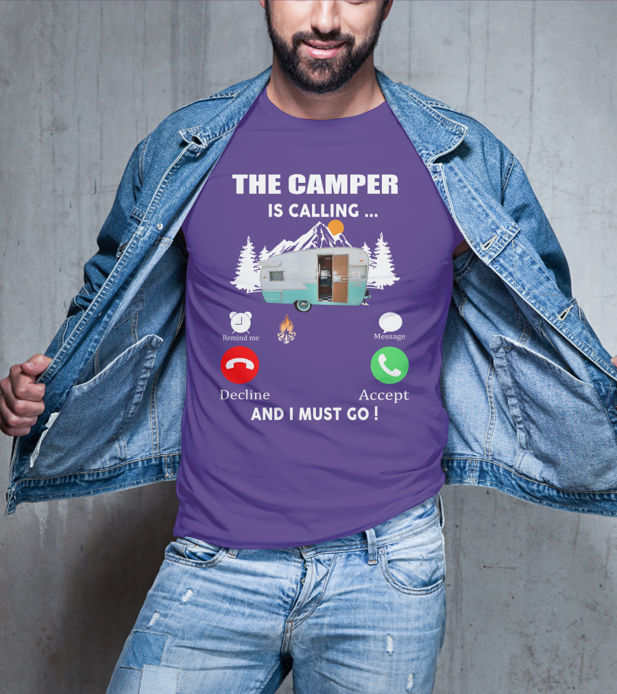 The Camper Is Calling And I Must Go Vintage Shasta Compact Trailers T-Shirt