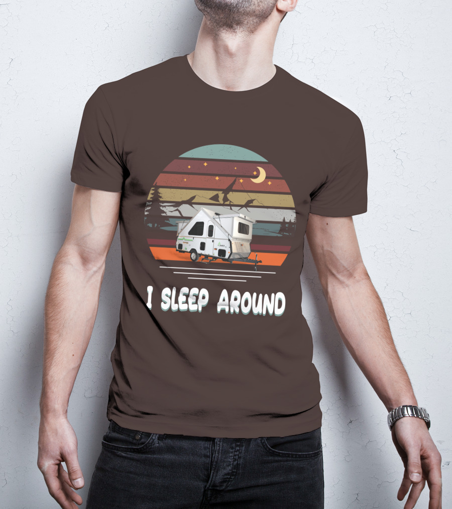 Aliner Camping I Sleep Around Camper Retro Mountain Scenery T-Shirt