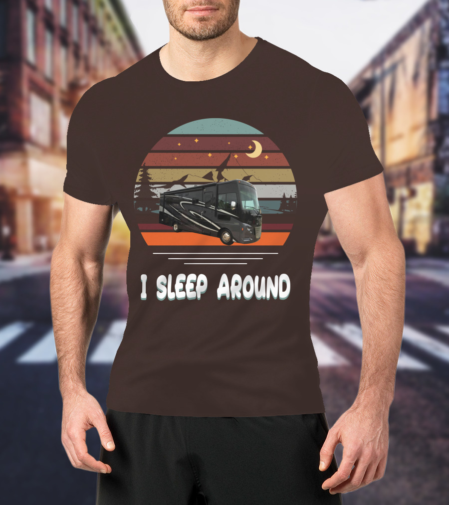 Winnebago Vista LX 27 I Sleep Around Retro Moon Stars Camping T-Shirt