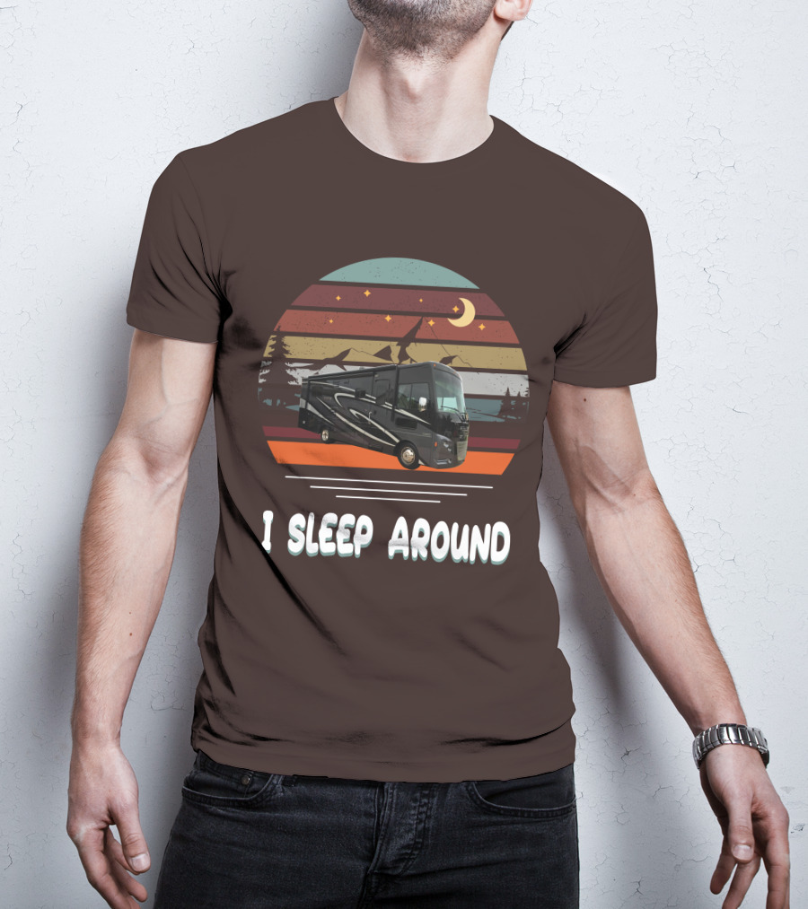 Winnebago Vista LX 27 I Sleep Around Retro Moon Stars Camping T-Shirt