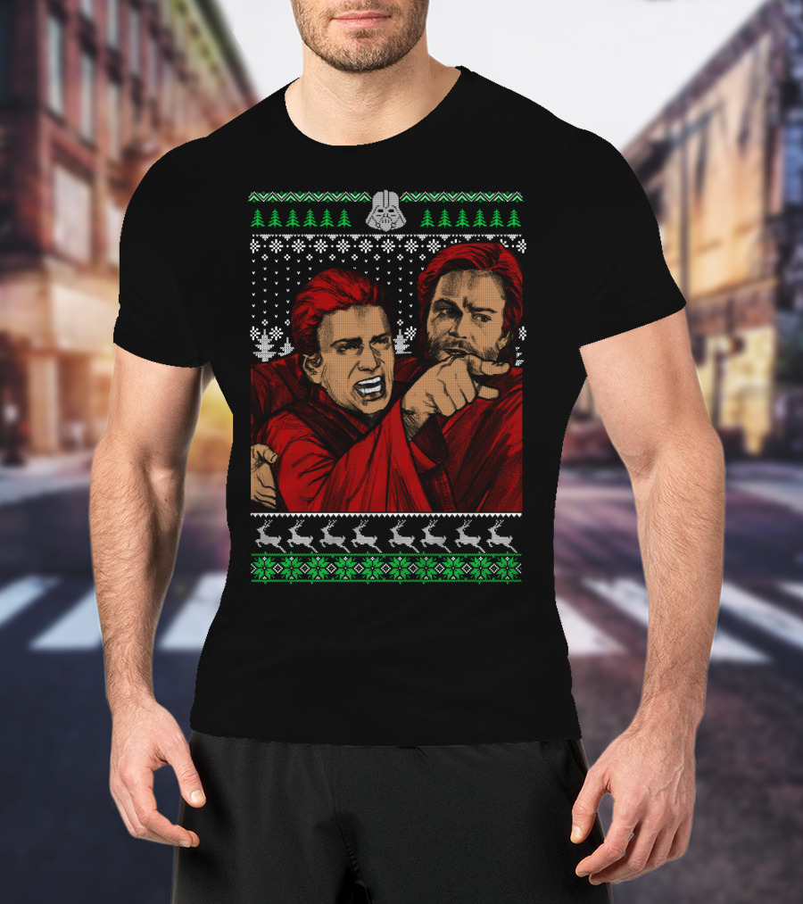 Angry Anakin Pointing With Obi-Wan In Ugly Christmas T-Shirt