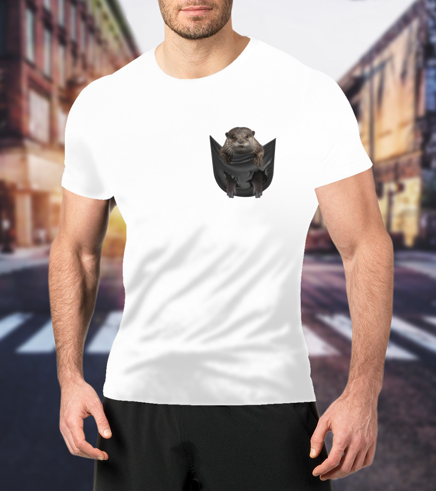 Otter In Black Pocket T-Shirt