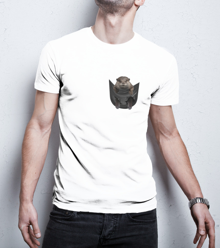 Otter In Black Pocket T-Shirt