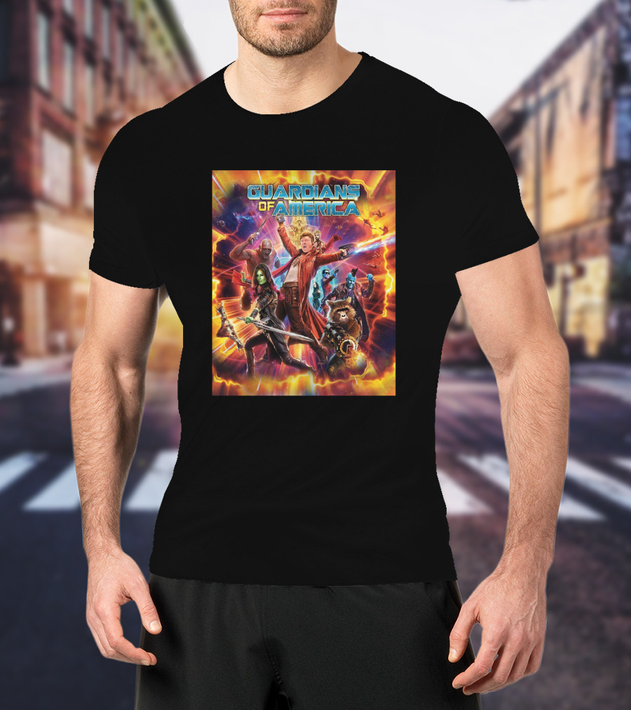 Guardians Of America Star-Lord Rocket Groot Gamora Drax T-Shirt