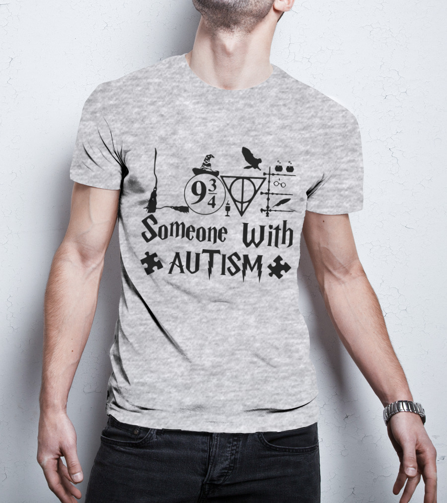 Love Someone With Autism 9 3/4 Wizard Elements Puzzle Pieces T-Shirt