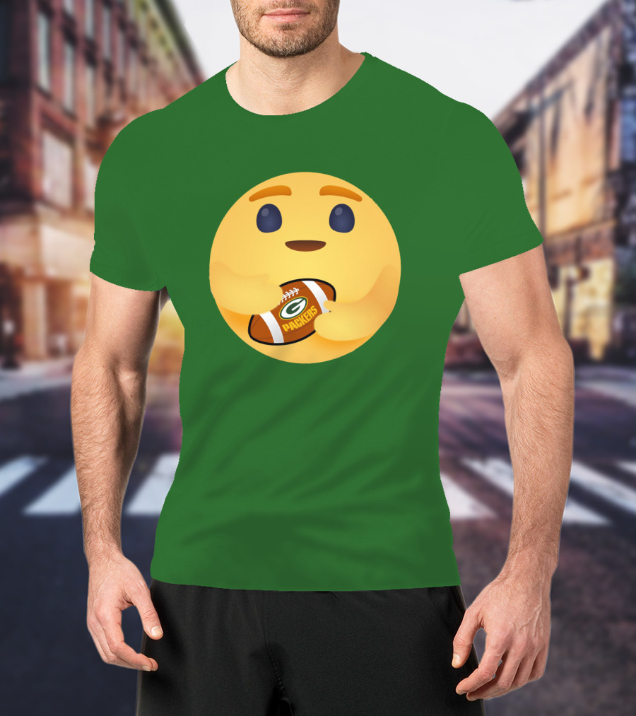 Care Emoji Hugs Green Bay Packers Football T-Shirt
