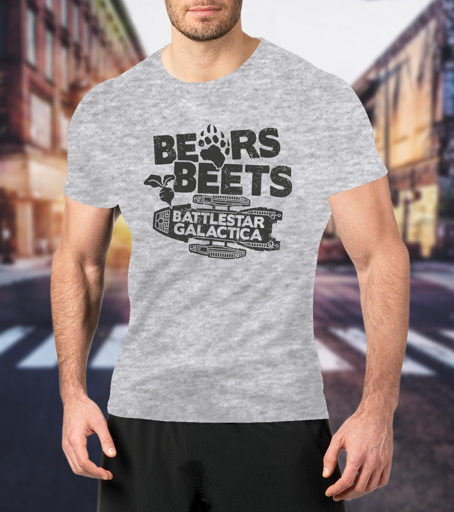 Bears Beets Battlestar Galactica Paw Print Spaceship Beetroot T-Shirt