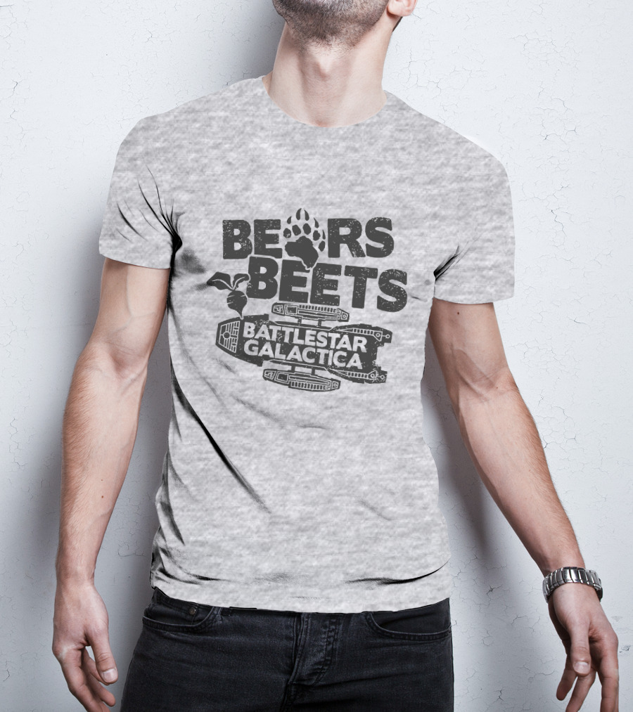 Bears Beets Battlestar Galactica Paw Print Spaceship Beetroot T-Shirt