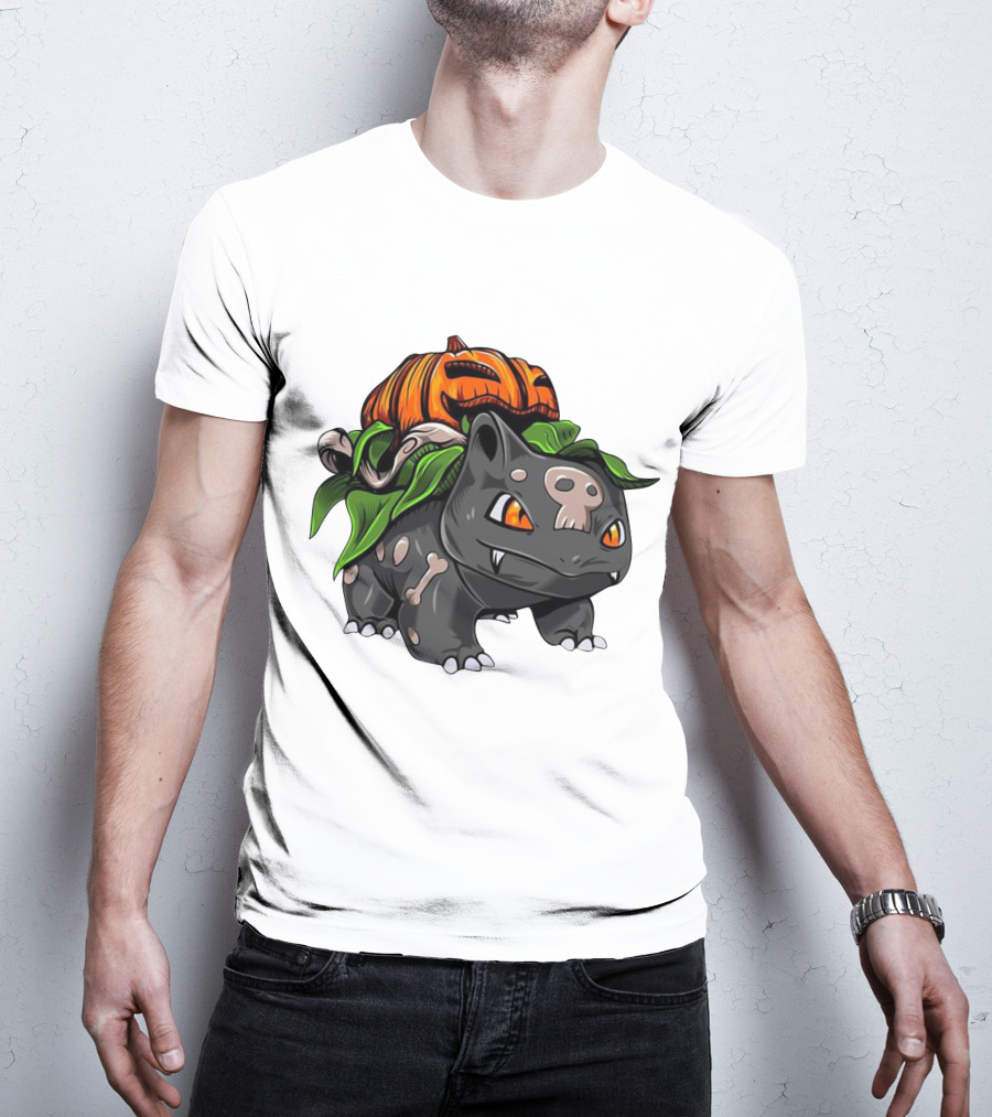 Halloween Bulbasaur Pumpkin Skeleton Spooky Pokemon T-Shirt