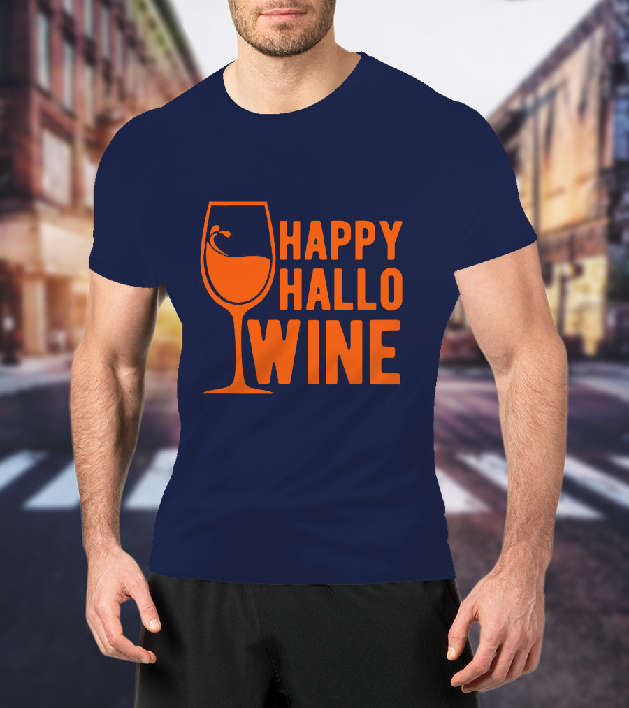 Happy HalloWine Wine Glass Halloween T-Shirt
