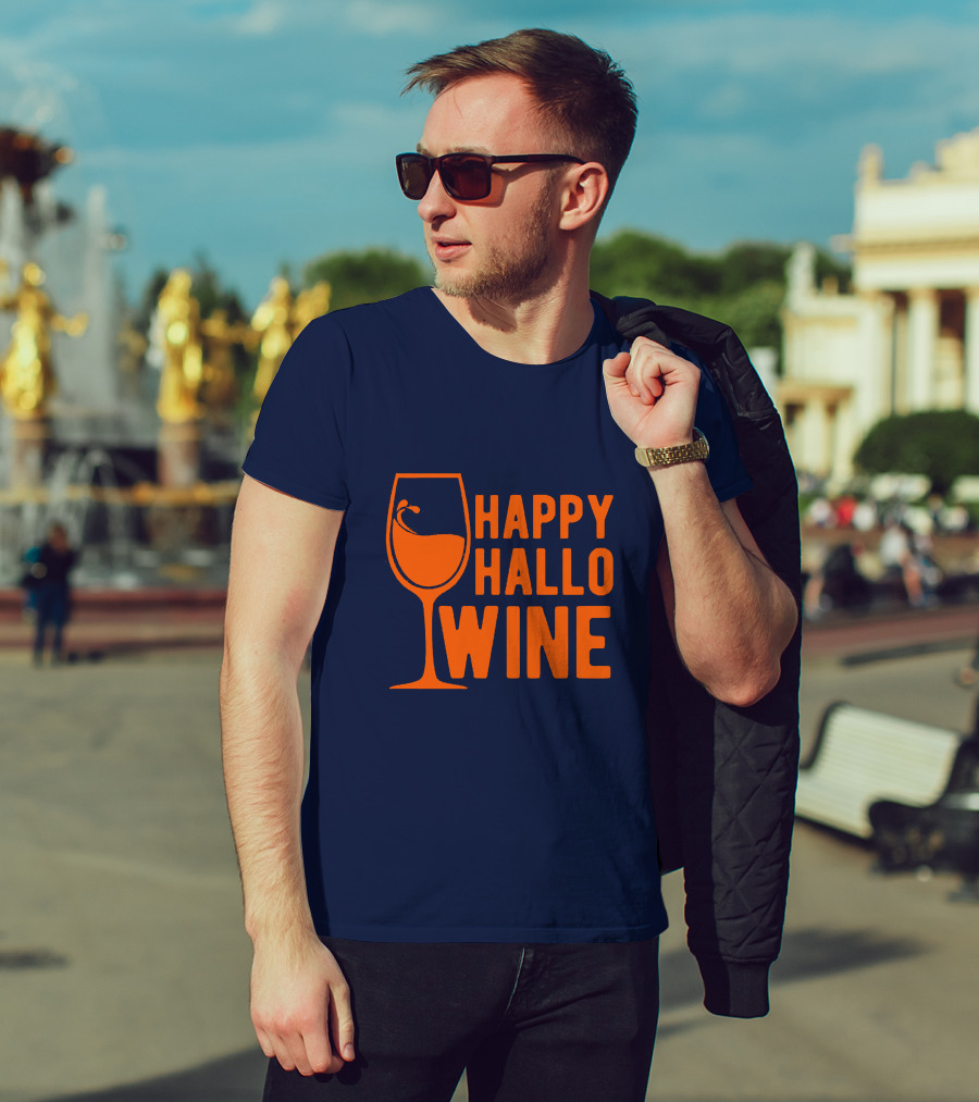 Happy HalloWine Wine Glass Halloween T-Shirt