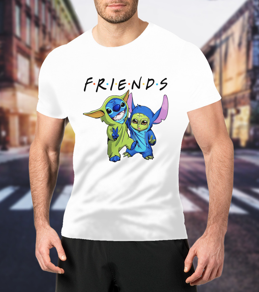 Stitch And Baby Yoda Friends TV Show T-Shirt