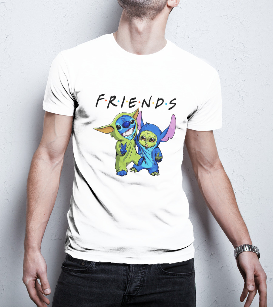 Stitch And Baby Yoda Friends TV Show T-Shirt