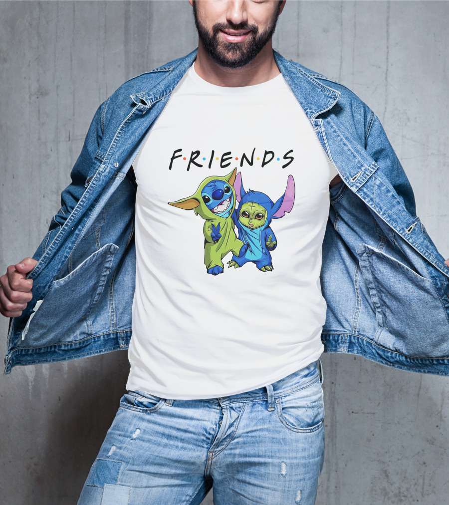 Stitch And Baby Yoda Friends TV Show T-Shirt