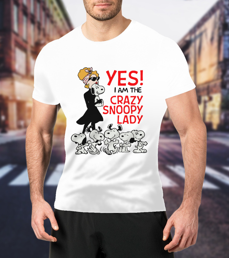 YES I Am The Crazy Snoopy Lady With Retro Snoopy Characters T-Shirt
