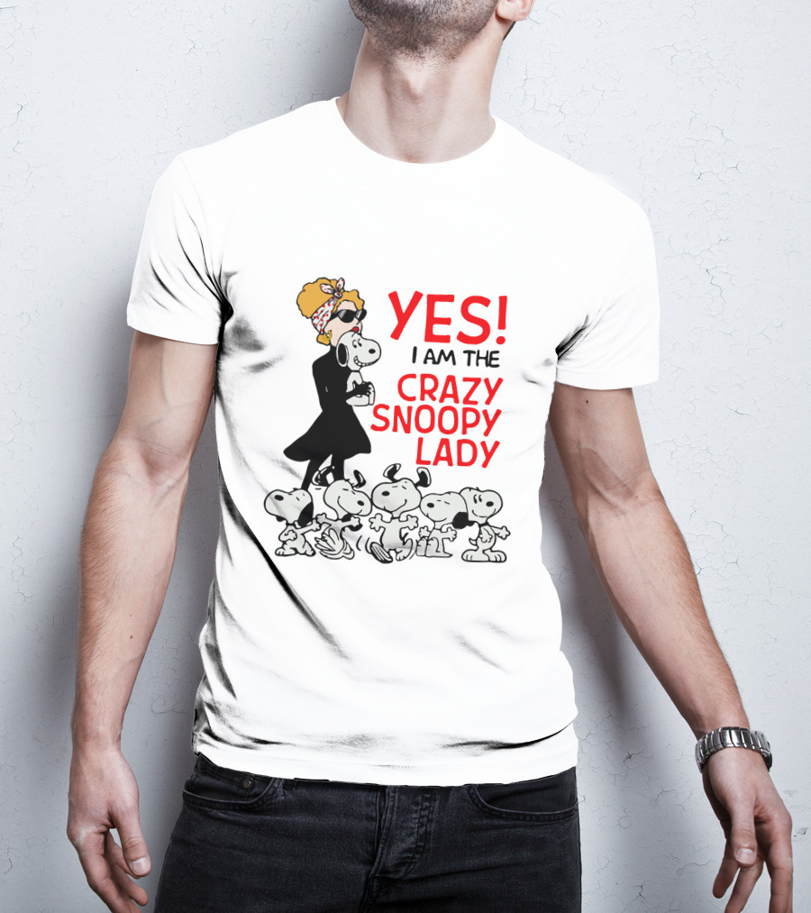 YES I Am The Crazy Snoopy Lady With Retro Snoopy Characters T-Shirt
