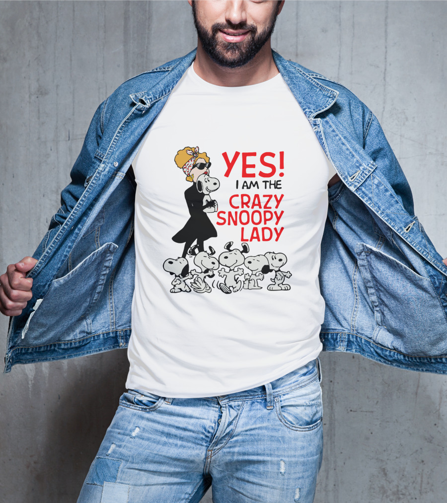 YES I Am The Crazy Snoopy Lady With Retro Snoopy Characters T-Shirt