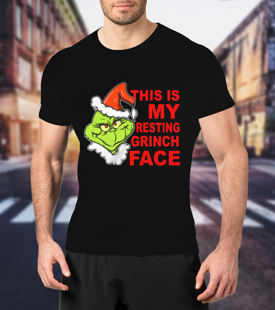 This Is My Resting Grinch Face Santa Hat Grumpy Expression T-Shirt