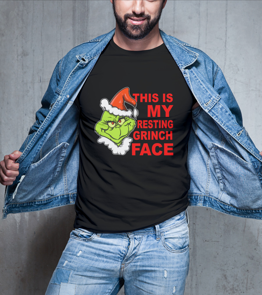 This Is My Resting Grinch Face Santa Hat Grumpy Expression T-Shirt