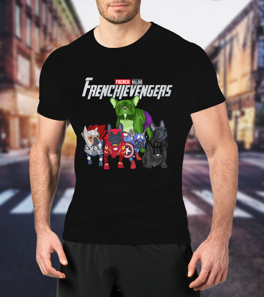 Marvel French Bulldog Frenchievengers Assemble Comic Heroes T-Shirt