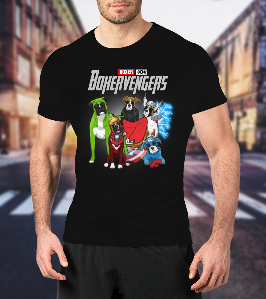 Marvel Avengers Boxer Boxervengers Dogs Superhero T-Shirt