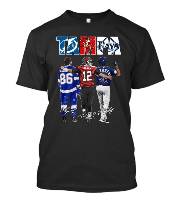 Tampa Bay Lightning Buccaneers Rays Kucherov Brady Jarena Signatures T-Shirt
