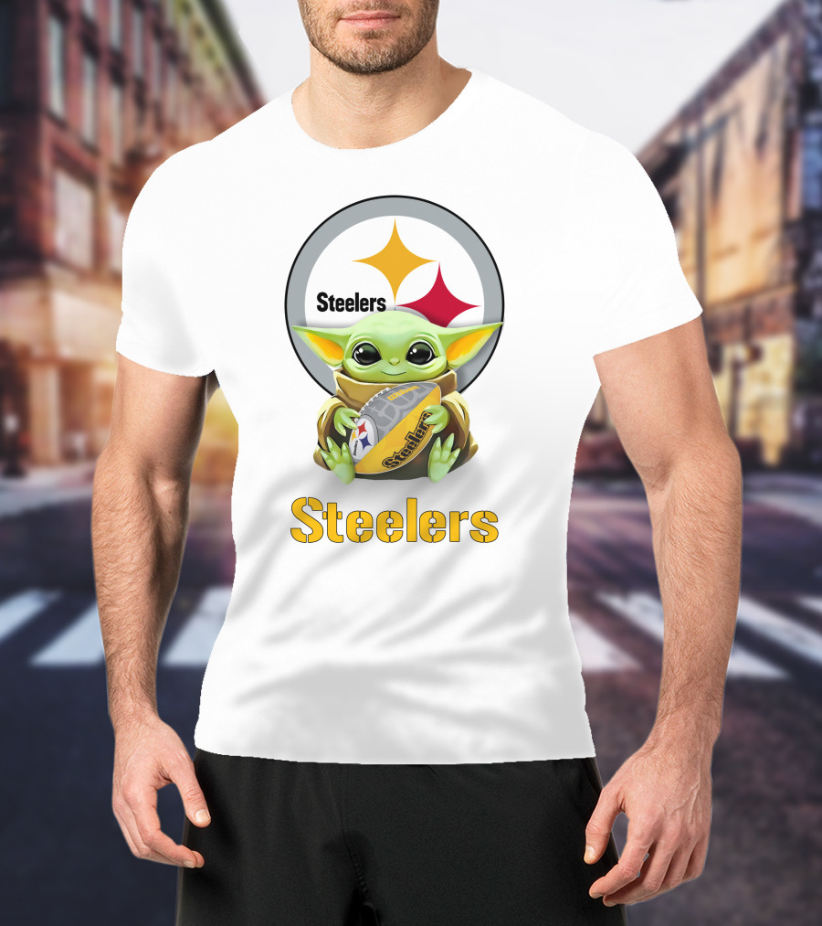 Baby Yoda Hug Steelers Football Tailgate Pittsburgh Steelers T-Shirt