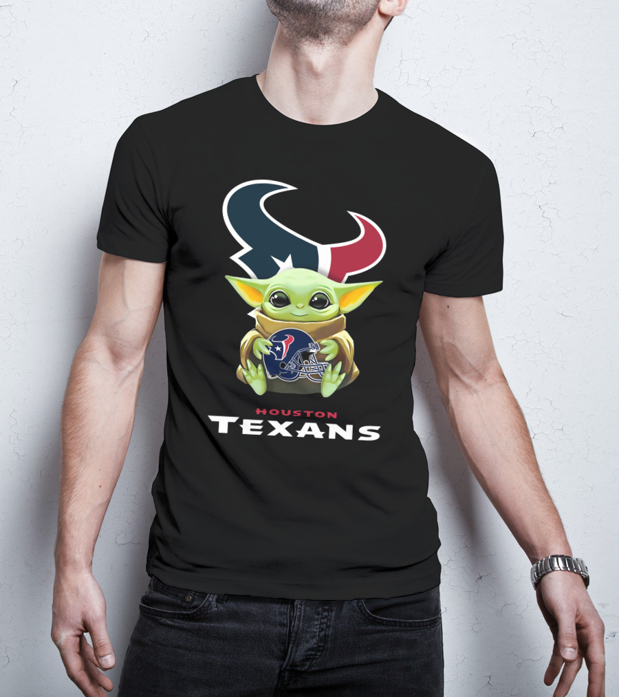 Star Wars The Child With Houston Texans Football Helmet T-Shirt