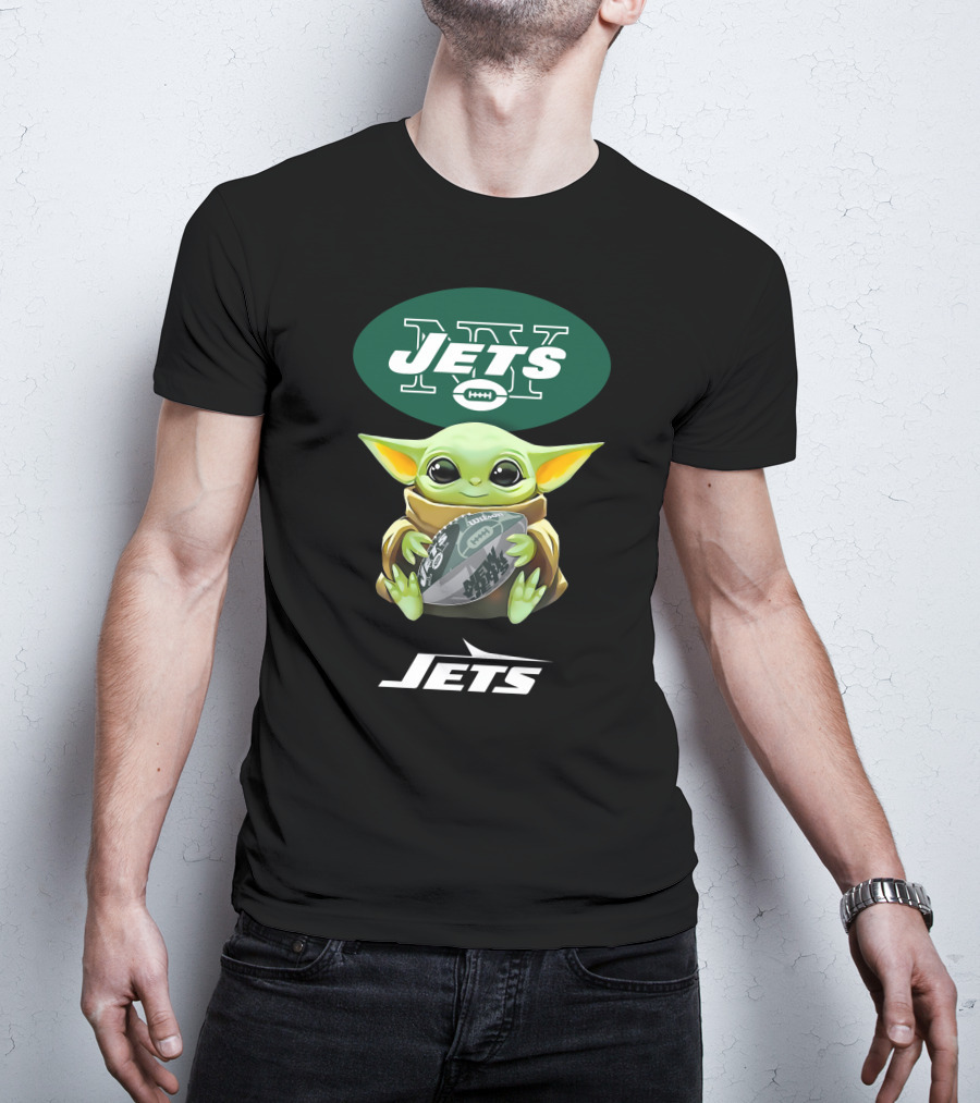 Star Wars Baby Yoda Hug Jets Football New York Tailgate T-Shirt