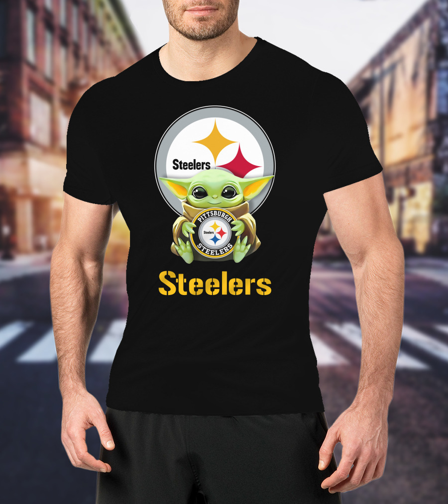 Star Wars Baby Yoda Hug Steelers Pittsburgh Steelers T-Shirt