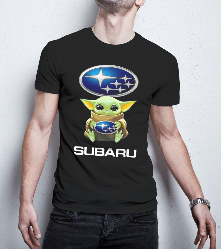 Star Wars Baby Yoda Holding Subaru Emblem T-Shirt