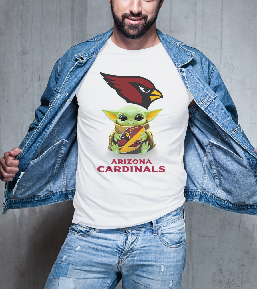 Baby Yoda Hug Arizona Cardinals Football T-Shirt