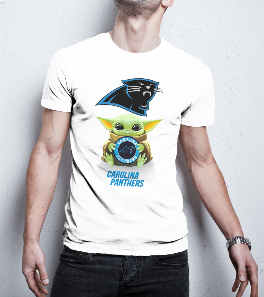 Baby Yoda Hug Carolina Panthers T-Shirt