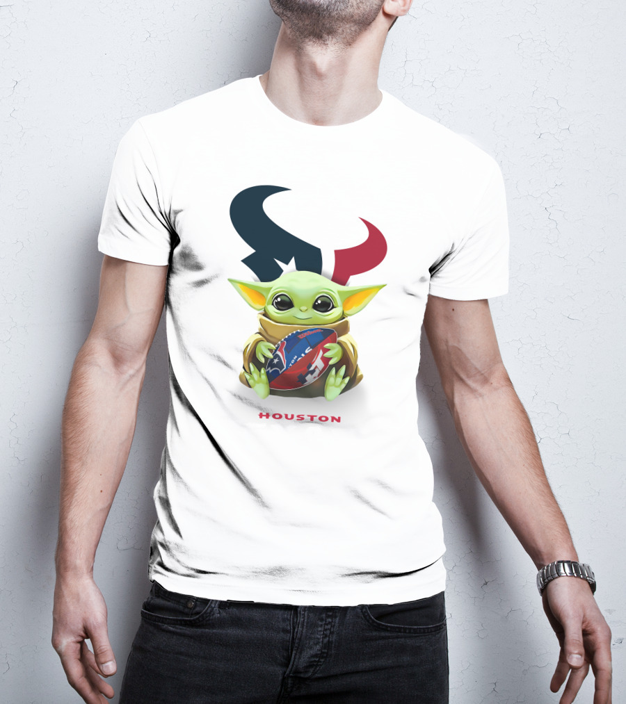 Baby Yoda Hug Houston Texans Football T-Shirt